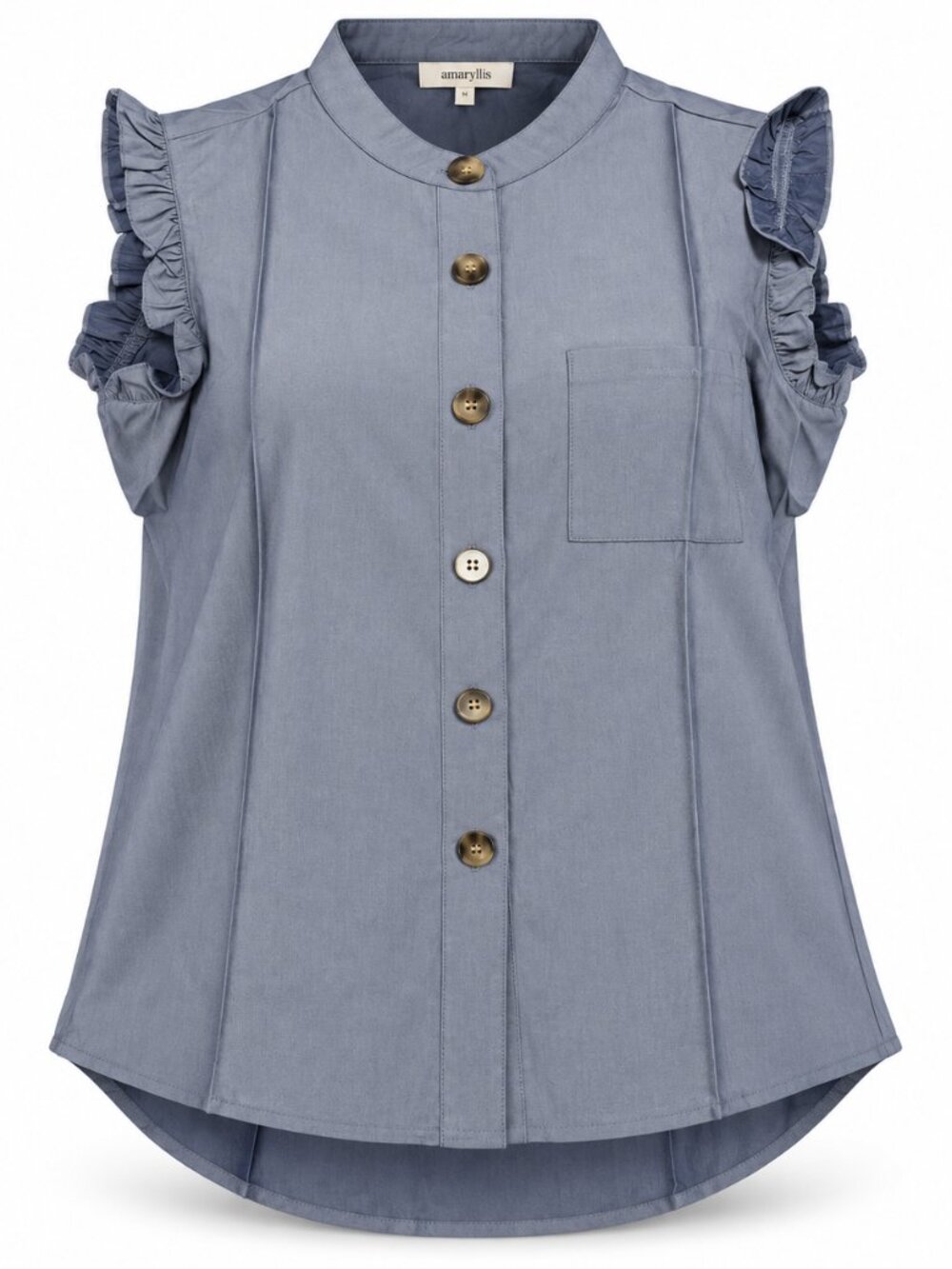 Amaryllis Blue Cold Shoulder Ruffle Blouse Size M